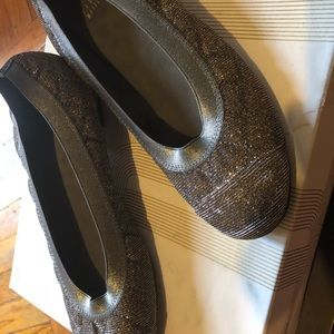 Metallic Lastikon - Silver Glitter Ballet Flat